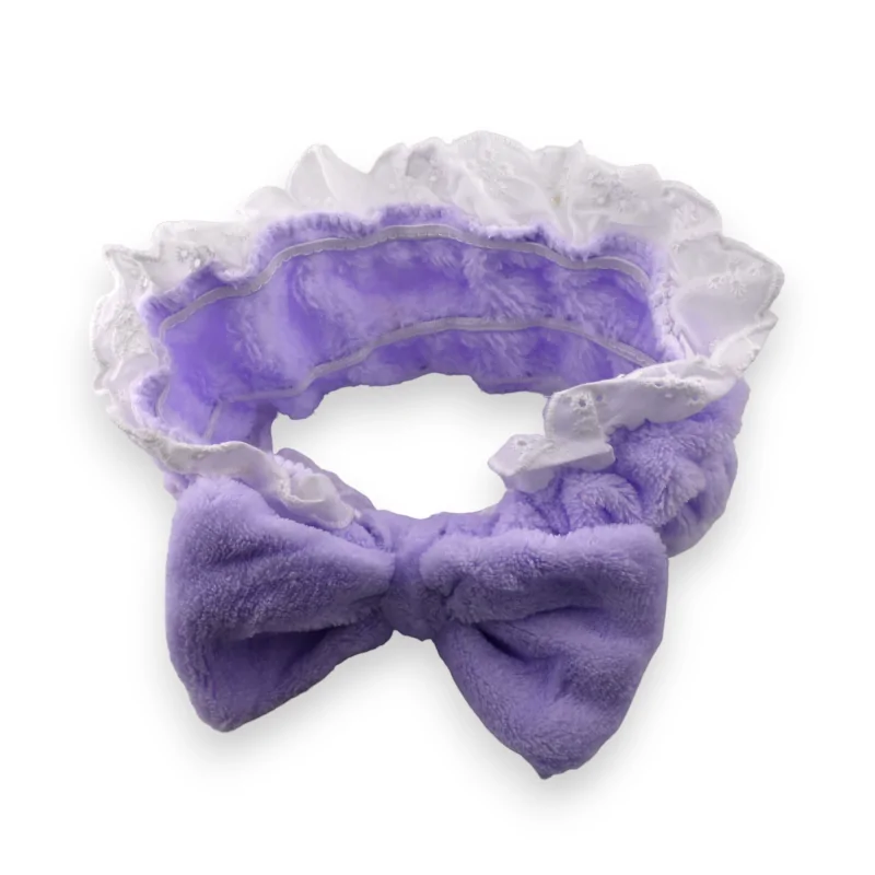 Women's Makeup Headband with English Embroidery in Purple