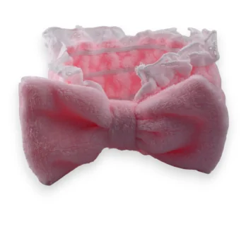 Bandeau à maquillage femme rose broderie anglaise