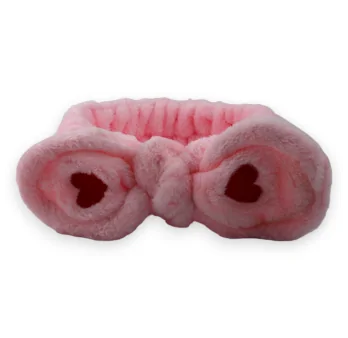 Pink Women Makeup Headband with Heart Knot