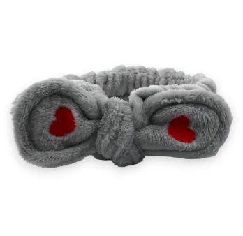 Grey Makeup Headband with Heart Knot for Women