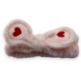 Soft pink makeup headband with heart knot