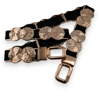 Cinturón para mujer con piezas doradas elásticas