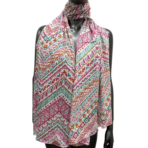Ethnic pink and green scarf