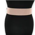 Ceinture fantaisie élastique femme boucle dorée beige