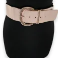 Elastic Women's Fancy Belt with Golden Buckle, Beige