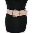 Elastic Women's Fancy Belt with Golden Buckle, Beige