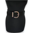 Ceinture fantaisie élastique femme boucle dorée noire