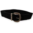 Elastic Women's Fancy Belt with Gold Buckle, Black