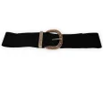 Elastic Women's Fancy Belt with Gold Buckle, Black