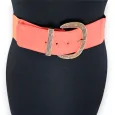 Elastic Women's Fancy Belt with Golden Buckle, Orange