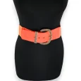 Ceinture fantaisie élastique femme boucle dorée orange