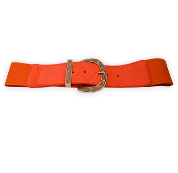 Cintura fantasiosa elastica da donna con fibbia dorata arancione