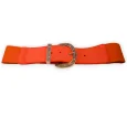 Ceinture fantaisie élastique femme boucle dorée orange