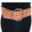 Elastic Women's Fancy Belt with Golden Buckle Camel