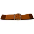 Elastic Women's Fancy Belt with Golden Buckle Camel