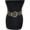 Ceinture fantaisie élastique femme boucle dorée kaki