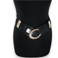 Ceinture fantaisie élastique femme noire et dorée