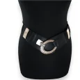 Cintura elastica fantasia donna nera e dorata