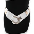 Ceinture fantaisie élastique femme blanche et dorée