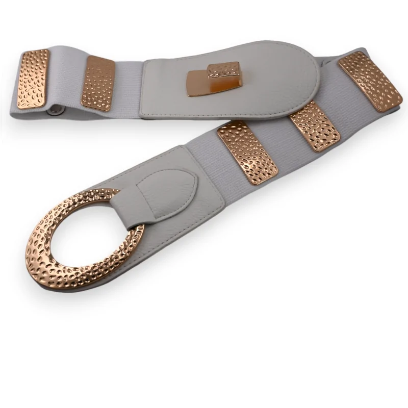 Ceinture fantaisie élastique femme blanche et dorée