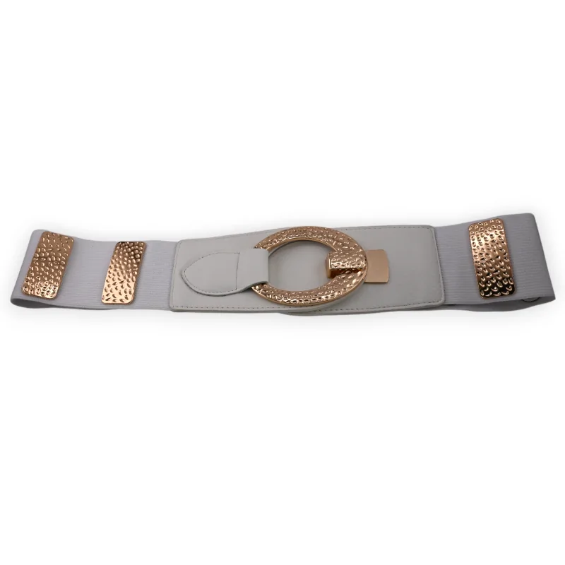 Ceinture fantaisie elastique femme blanche et doree