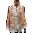 Foulard orangé motif fleurs