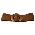 Fancy women's belt made of suede camel fabric and metal buckle
