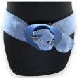 argentWomen's Suede Fabric Fantasy Belt, Blue Jeans, Silver Metal Buckle