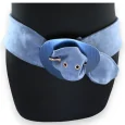 Cinturón de fantasía para mujer de tela de gamuza azul jeans con hebilla metálica