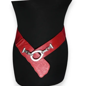 Elastic Women's Red Burgundy Fancy Belt