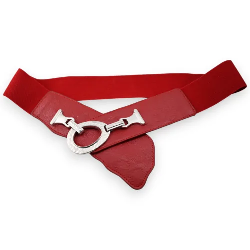 Cinturón de fantasía elástico para mujer rojo borgoña