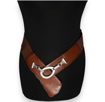 Cinturón elástico fantasía para mujer marrón