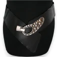 Elastic Women's Fancy Black Belt with Hammered Buckle