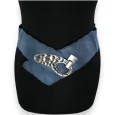 Fancy Elastic Women's Belt in Blue Jeans with Hammered Buckle