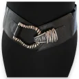 Ceinture fantaisie élastique femme noire boucle martelée