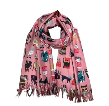 Ultra soft pink viscose cat scarf