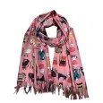 Ultra soft pink viscose cat scarf