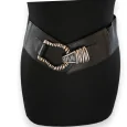 Ceinture fantaisie élastique femme noire boucle martelée