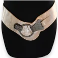 Elastic Women's Beige and Gold Fancy Belt