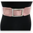 Ceinture fantaisie élastique femme vieux rose boucle perles