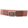 Ceinture fantaisie élastique femme vieux rose boucle perles