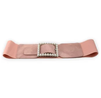 Cintura elastica fantasia donna vieux rose fibbia perle