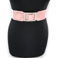 Ceinture fantaisie élastique femme vieux rose boucle perles