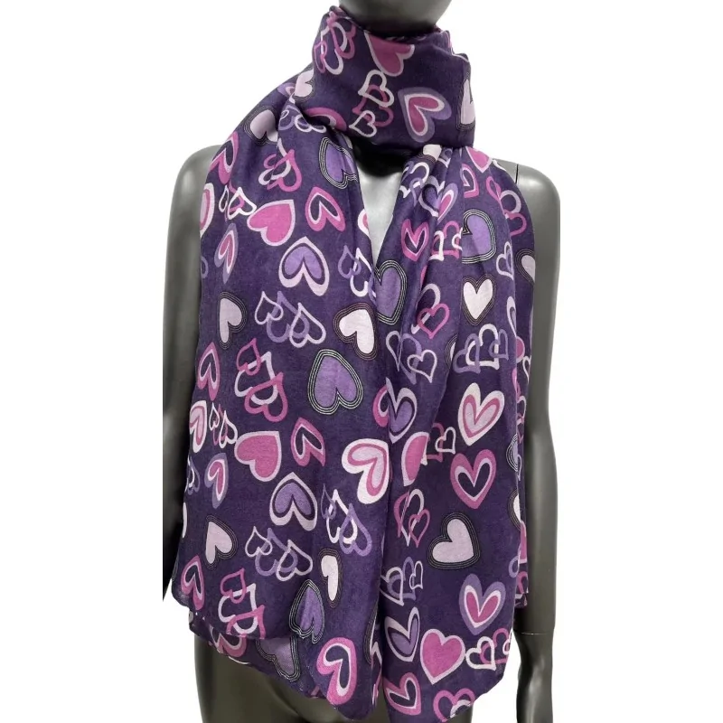 Foulard cœur nuance de violet et de rose