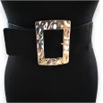 Ceinture fantaisie élastique femme noire grosse boucle dorée