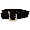 Ceinture fantaisie élastique femme noire grosse boucle dorée