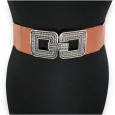 Ceinture fantaisie élastique femme camel boucle carrée