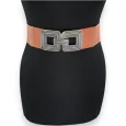 Ceinture fantaisie élastique femme camel boucle carrée