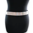 :Elastic Women's Fancy Beige Belt with Sun Strass Buckle