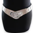 :Elastic Women's Fancy Beige Belt with Sun Strass Buckle